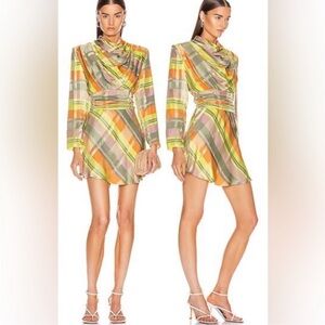 NWT GRLFRND Leona Mini Dress in Green Plaid Size Medium